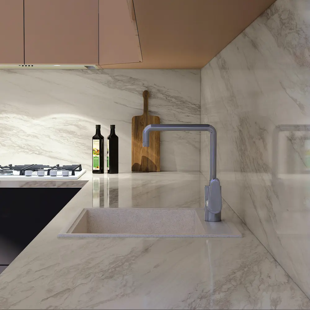 Столешница KONSENSA Стоун 240x60x3.8 см ДСП цвет бежевый ДСП Прямой угол STLM-2112010 - Вид №4