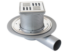 Сифонированная крышка люка PP с универсальным фланцем и решеткой из нержавеющей стали