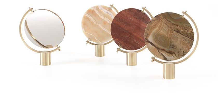 JCP UNIVERSE Поворотное настольное зеркало из мрамора и латуни sun-id-1387670 - Вид №7