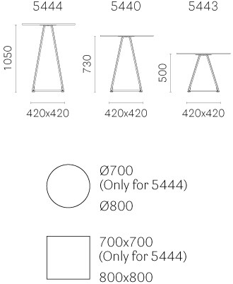 Pedrali Высокий стол из стали по контракту Lunar 5444 - Вид №3
