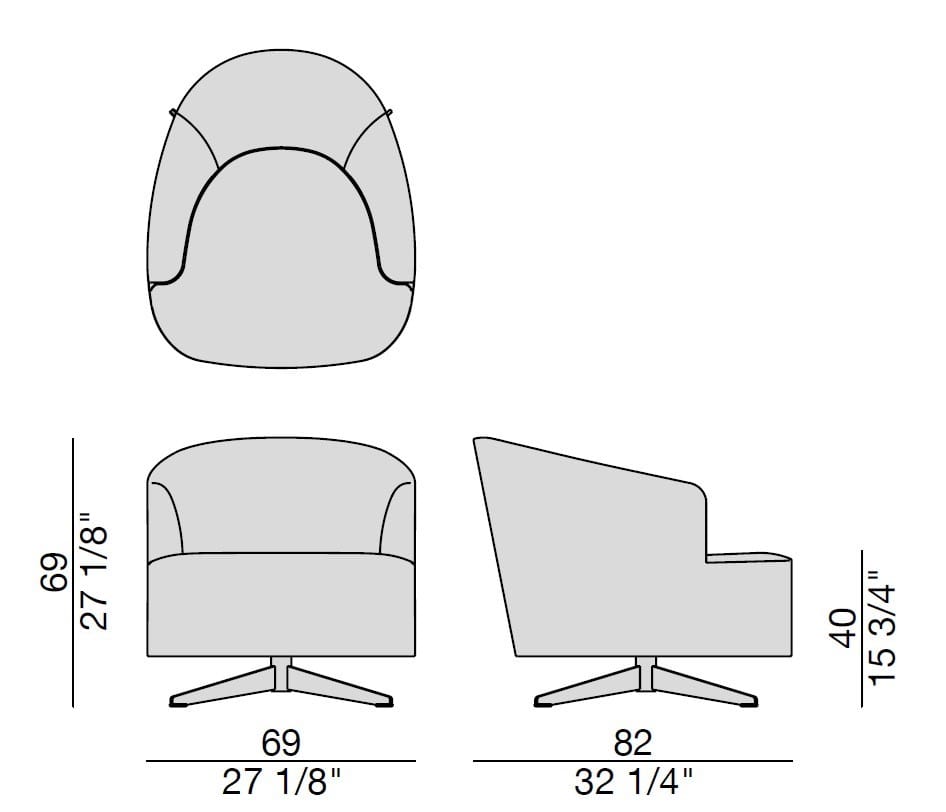 Тканевое вращающееся кресло с подлокотниками Porada Soul ARCH-00117375 - Вид №3