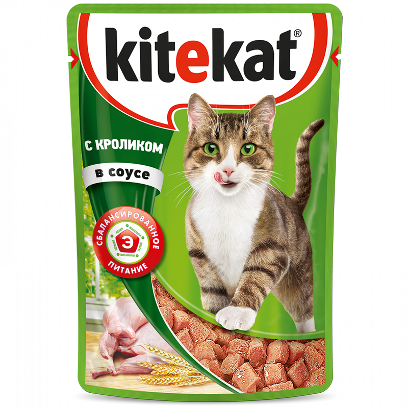 ПР0037576 Корм для кошек кролик в соусе конс. пауч 85г Kitekat 