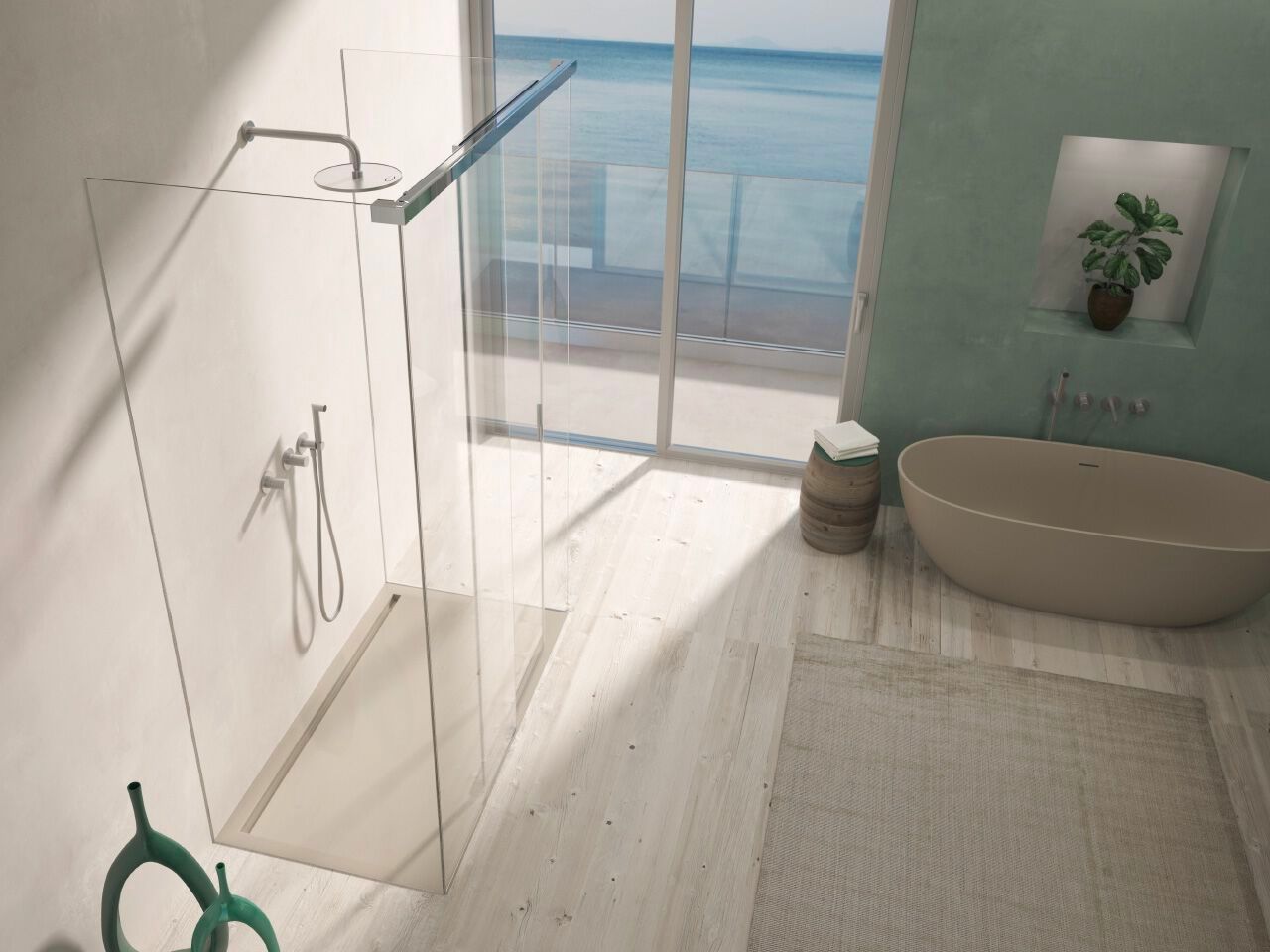 Прямоугольная стеклянная душевая кабина с раздвижной дверью Saint-Gobain - Logli Капля35 ARCH-00107415 - Вид №3