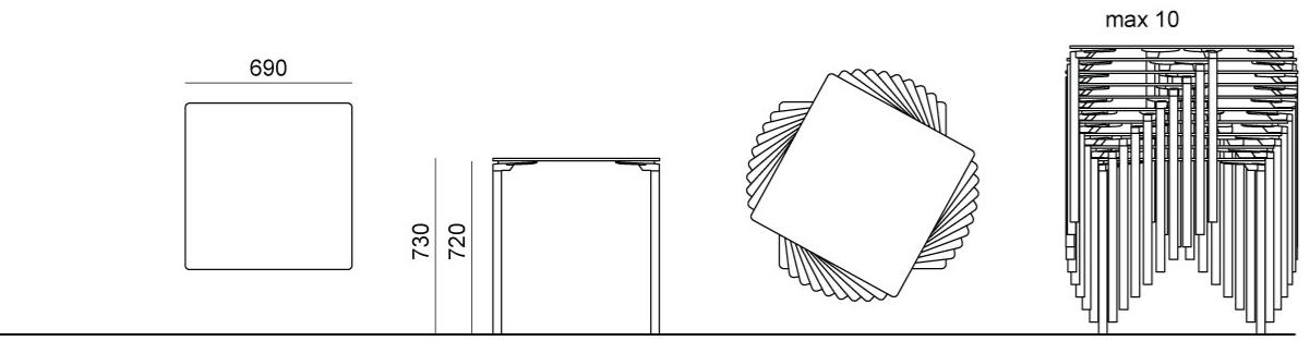 Urbantime Квадратный штабелируемый стол Leg 03-04 sun-id-1487778 - Вид №2