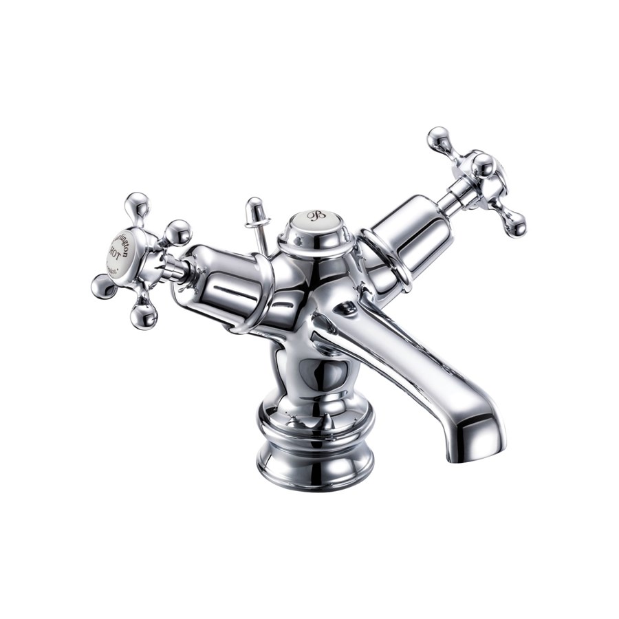 Burlington Смеситель для раковины Claremont Regent со всплывающими отходами Полный оборот с акцентом Медичи в Chrome CLR4 MED  - Вид №2