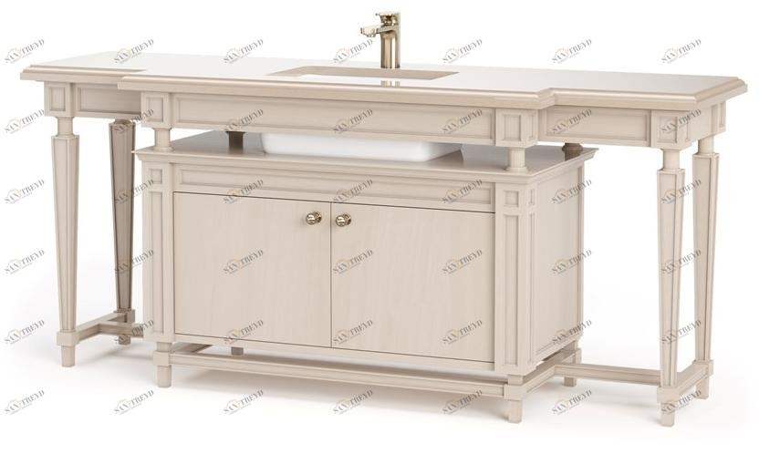 DWFI Консольная мойка одинарная напольная из шпонированной древесины с дверцами  00002298 