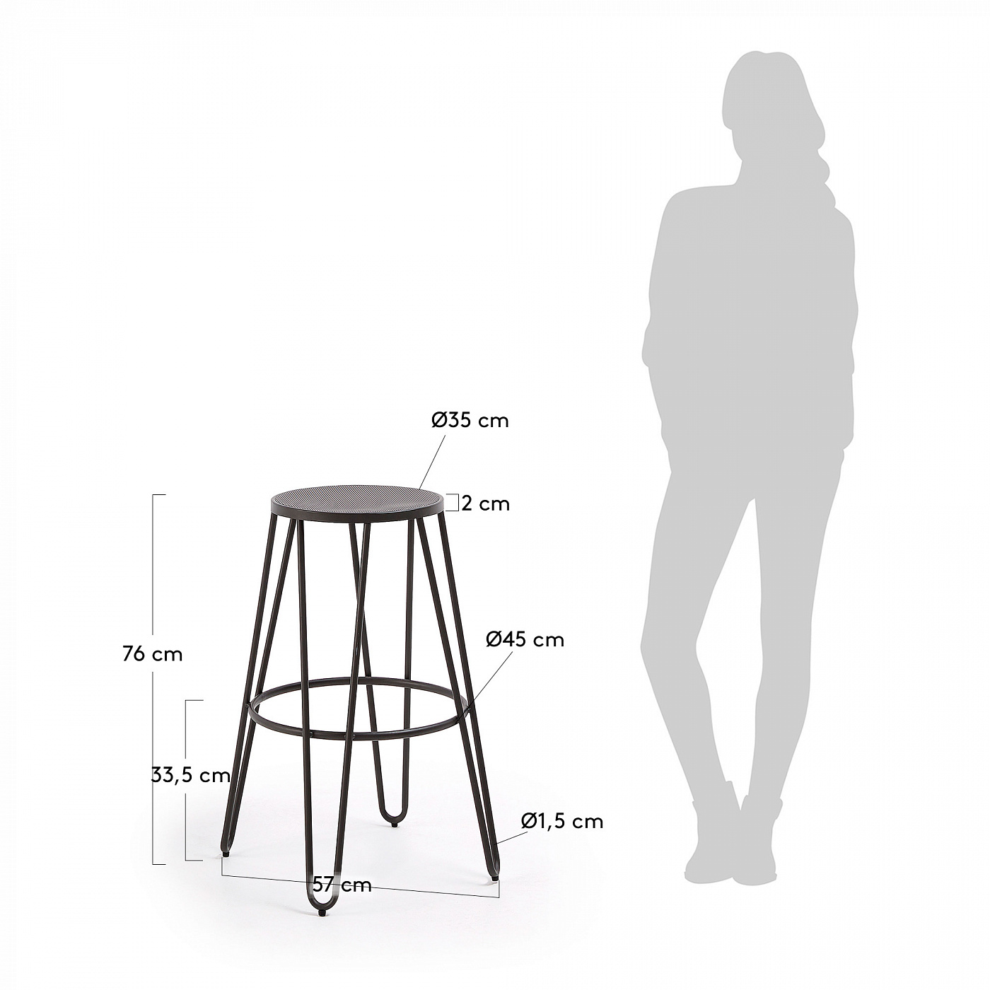 067345 Барный стул Mallone графит La Forma Madona  - Вид №2