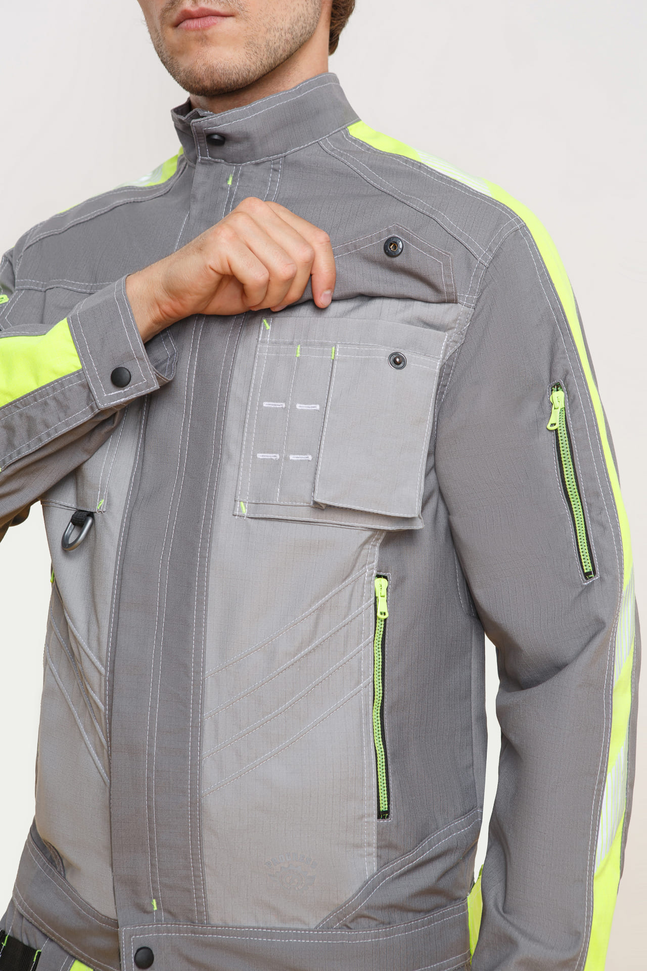 68817 Костюм "Прогресс" темно-серый светло-серый с лимонным  Летняя спецодежда  размер 52-54/170-176  - Вид №11