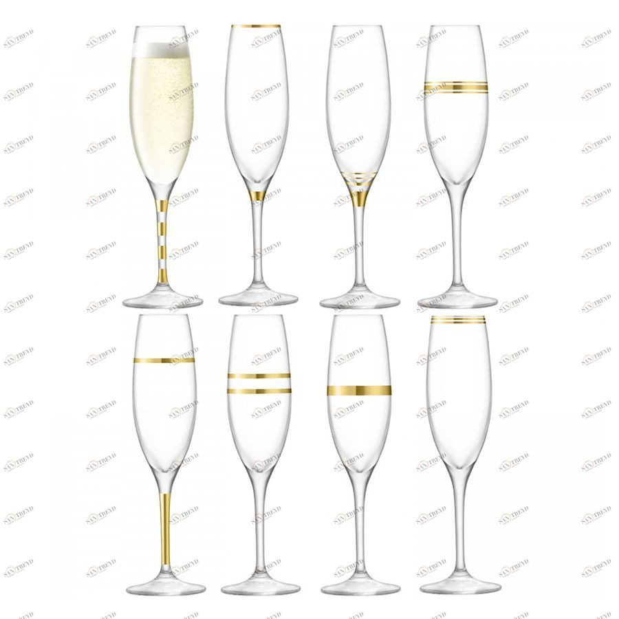 Набор из 8 бокалов-флейт с золотым декором Deco 225 мл LSA International G133908216