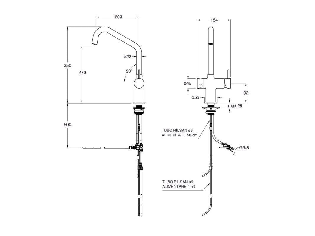 Однорычажный смеситель для кухни с одним отверстием CRISTINA Rubinetterie кухня-Contemporary Collection ARCH-00062794 - Вид №2