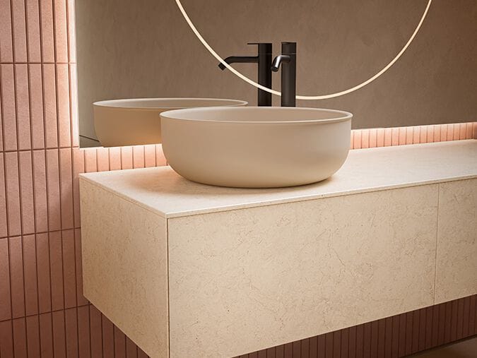 Круглый умывальник с одной столешницей из твердой поверхности Inbani Prime ARCH-00101094