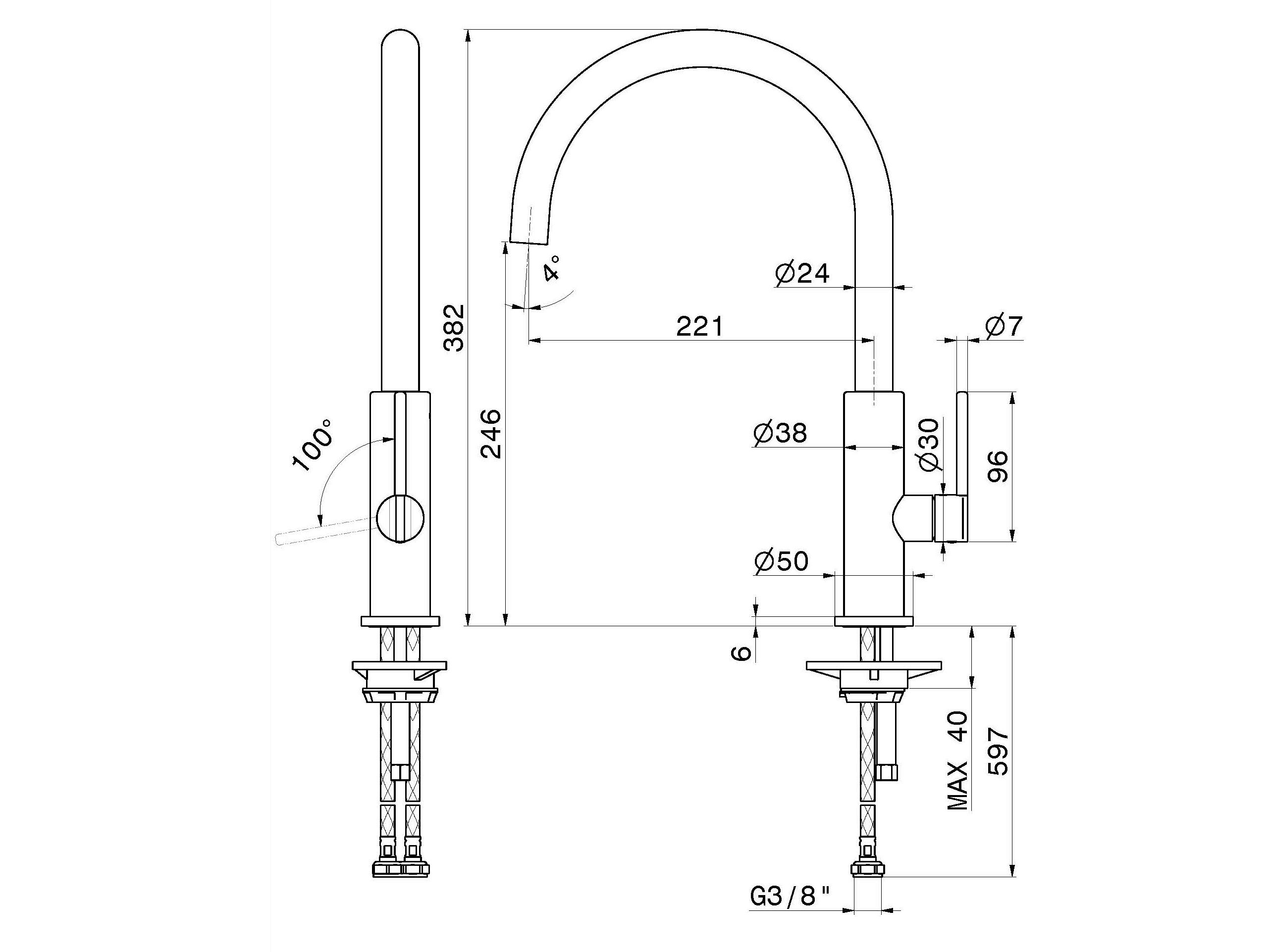 Однорычажный смеситель для кухни с поворотным изливом Newform KONBU ARCH-00050455