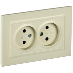 Розетка встраиваемая двойная Iek Brite без заземления цвет бежевый