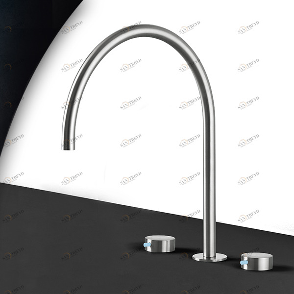 Смеситель для раковины сталь матовая с голубой ручкой Toki Radomonte TKI26SCIL37