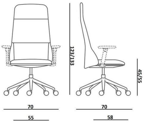 Quinti Sedute Кресло для руководителя из ткани с 5 спицами и подлокотниками Deep sun-id-1420571 - Вид №2