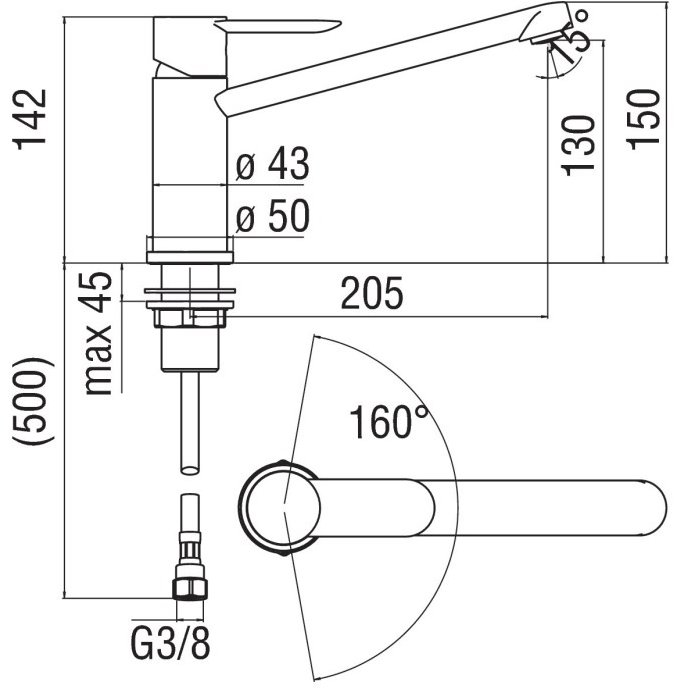 Nobili Rubinetterie Смеситель кухонный с аэратором Sand sun-id-1417931 - Вид №1