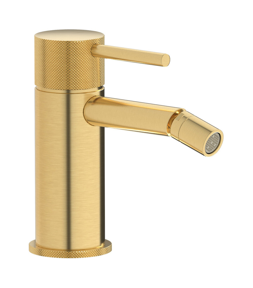 Смеситель для биде на 1 отверстие в комплекте с донным клапаном. WE ARE IB id220os Brushed Gold Industria