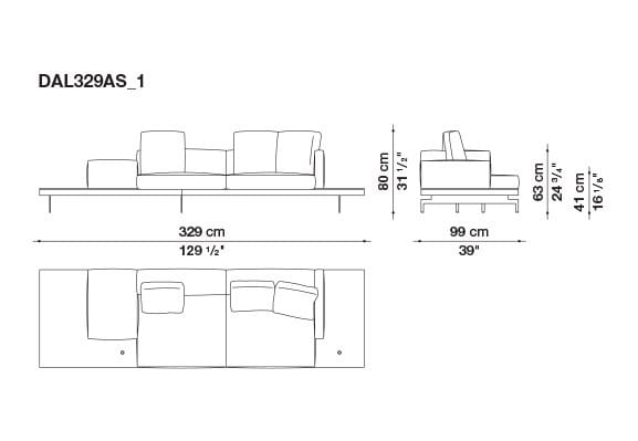 3-местный тканевый диван с полуостровом B&B Italia док ARCH-00061121 - Вид №18