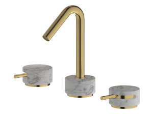 Смеситель для раковины с 3 отверстиями для мраморной столешницы с автоматическим сливом