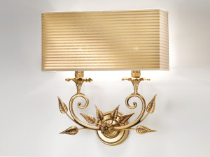 Металлический светодиодный настенный светильник с фиксированным кронштейном и тканевым абажуром