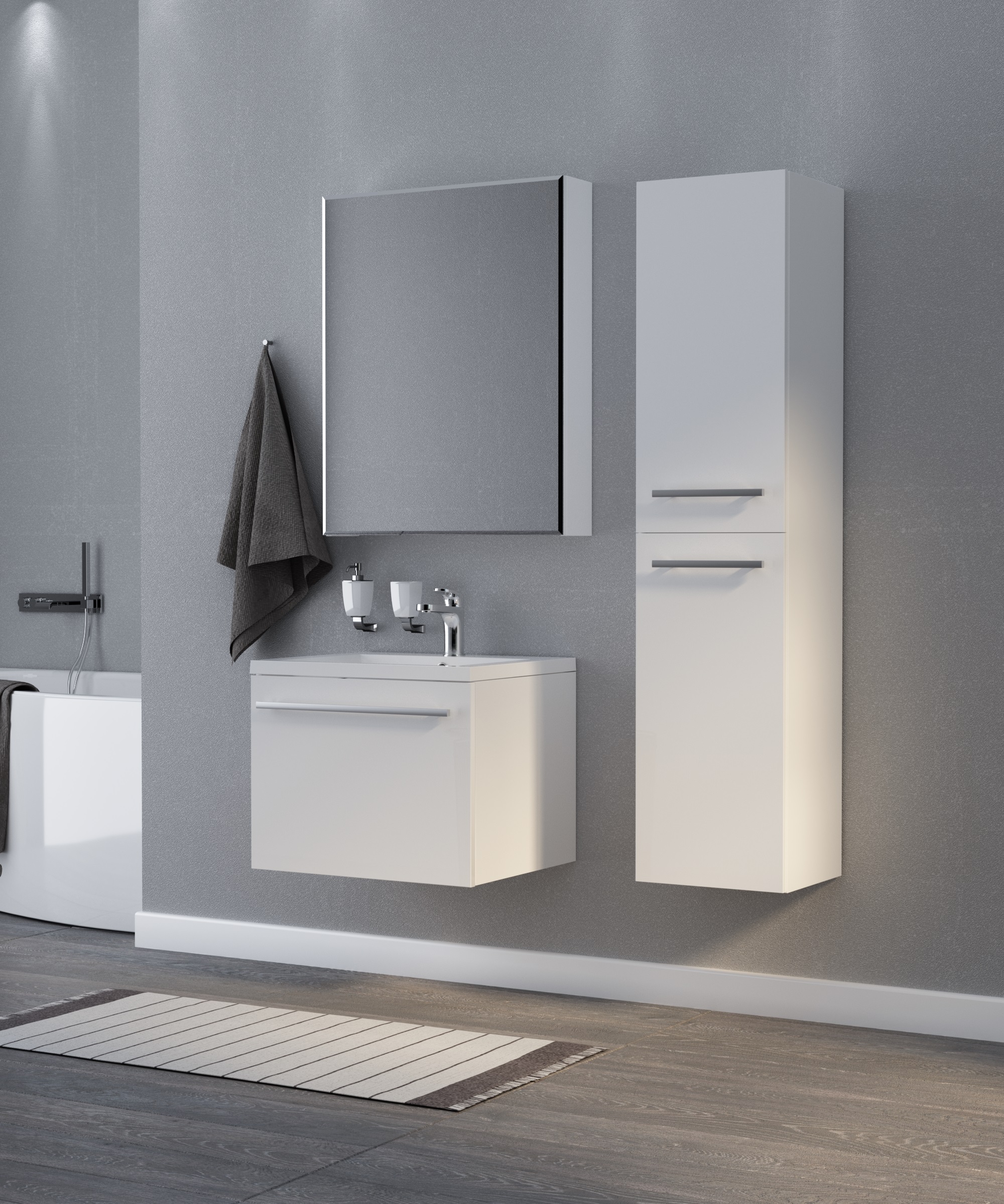 У23259 Шкаф - Пенал Соната 35Н, 2д, б/к Белый глянец 1 Marka Соната  - Вид №3