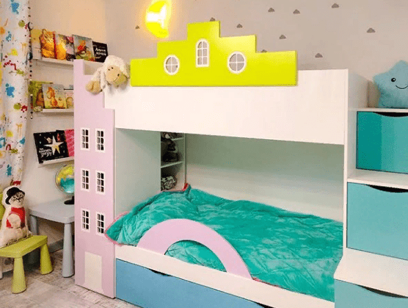 Кровать подростковая двухъярусная с дополнительным спальным местом правая "Амстердам" МАНДАРИН АМСТЕРДАМ 179538 Разноцветный;белый;розовый Santreyd  - Вид №7