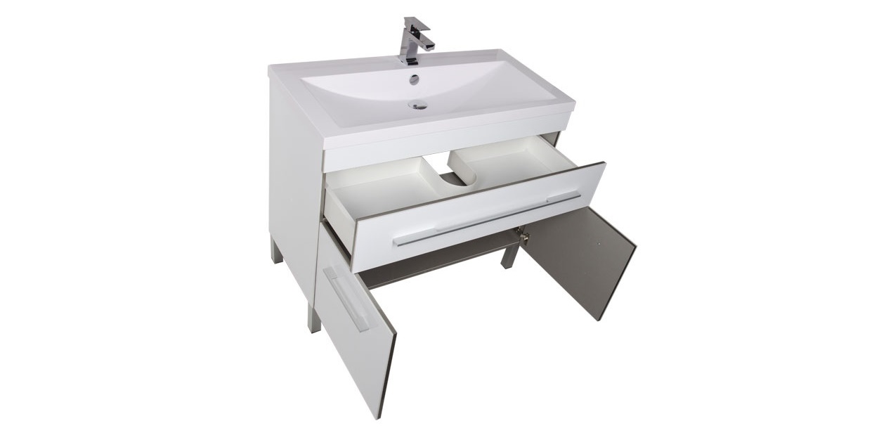 Комплект мебели Aquanet Верона 100 белый (напольный 1 ящик 2 дверцы) 00182942 - Вид №4