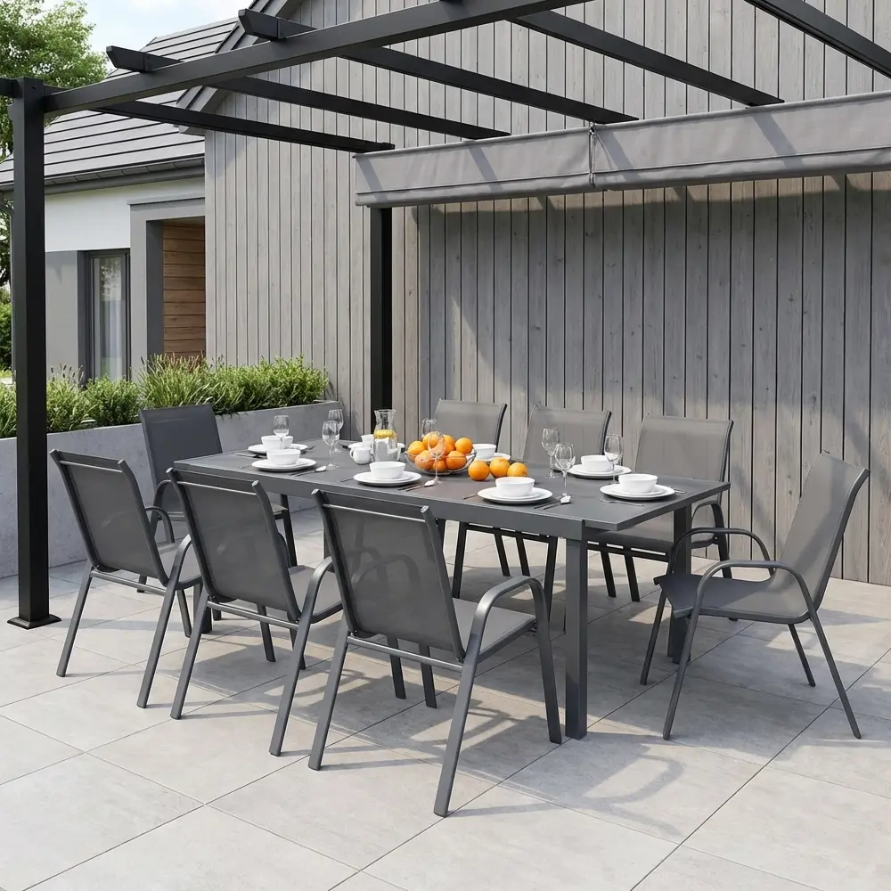 Комплект стульев садовых BEGINIA Alma 70x54x91.5 см сталь серый 2шт STLM-2092841 - Вид №13