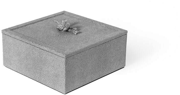 Квадратная коробка Thalia - 17,5X17,5XH8 см / металл-отделка_золото / плетеная кожа_кофе