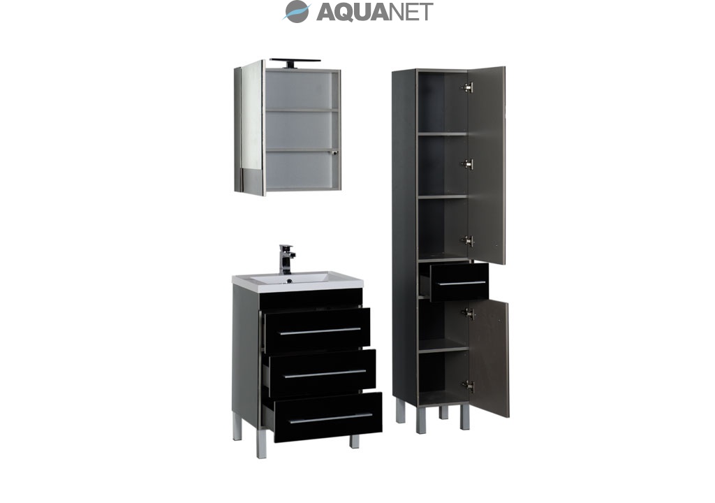 Комплект мебели Aquanet Верона 58 черный (напольный 3 ящика) 00178537 - Вид №2