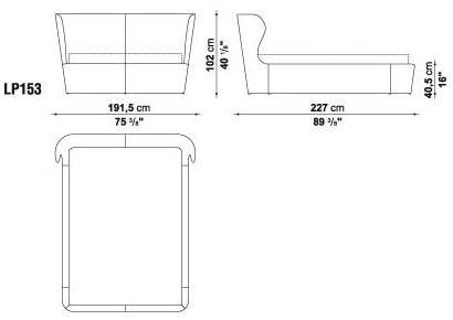 B&B Italia Двуспальная кровать из ткани с мягким изголовьем Papilio sun-id-1374177 - Вид №5