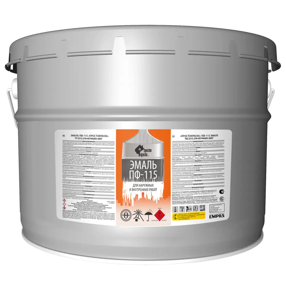 Эмаль Простокраска ПФ-115 полуматовая цвет белый 10 кг STLM-2122487 - Вид №1