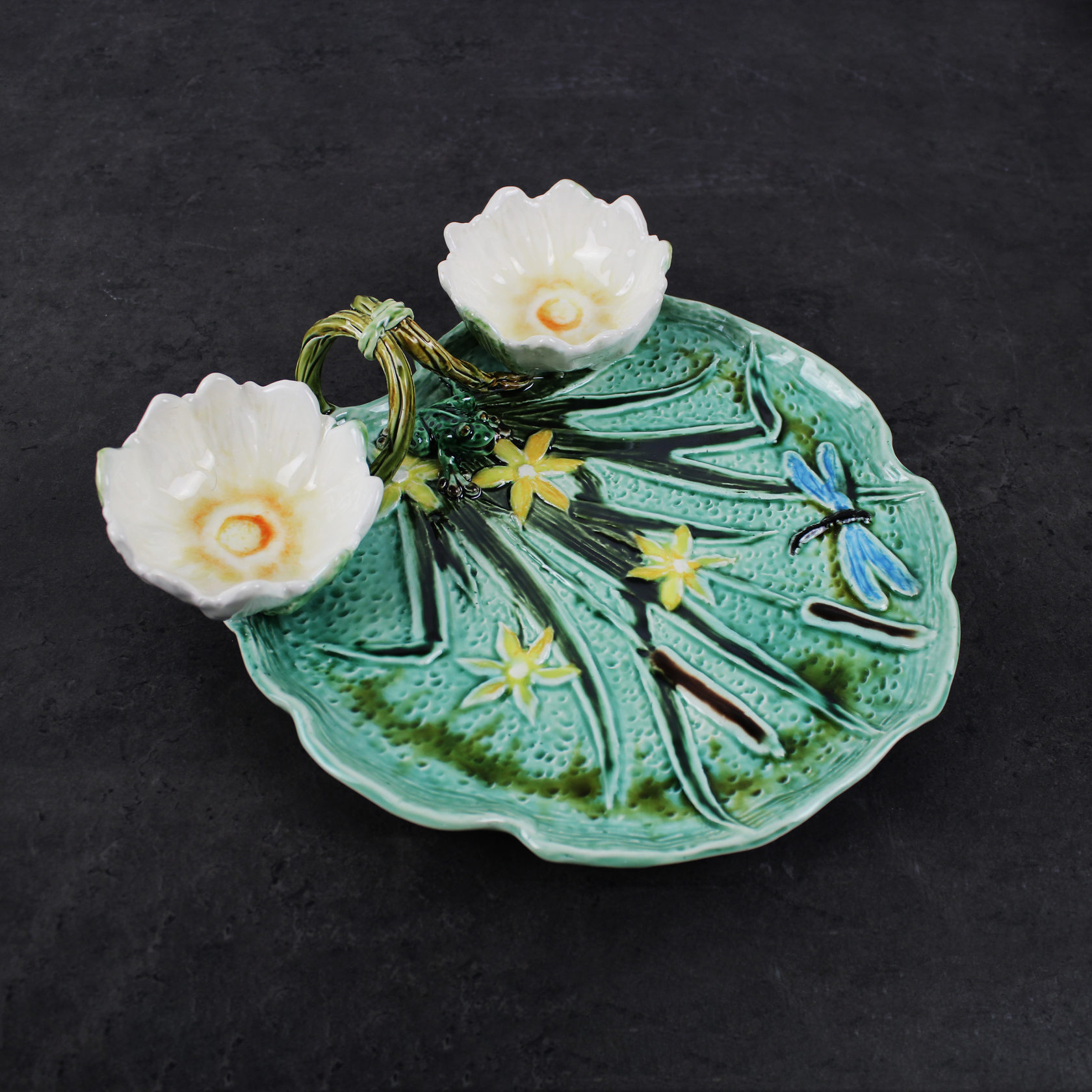 Блюдо для закусок (с двумя кувшинками) Серо-зеленый PROVANSFAIENCE sun-id-994585 - Вид №9