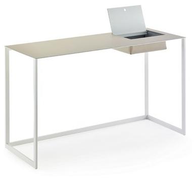 Zanotta Стол письменный из стали, столешница обтянута кожей sun-id-1471370 - Вид №6