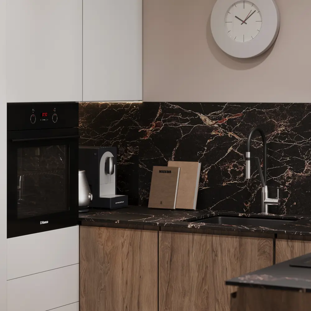 Фасад кухонный Вельск Delinia ID с алюминиевой рамой и стеклом 59,7×38,1 см черный 86799223 STLM-0879811 - Вид №10