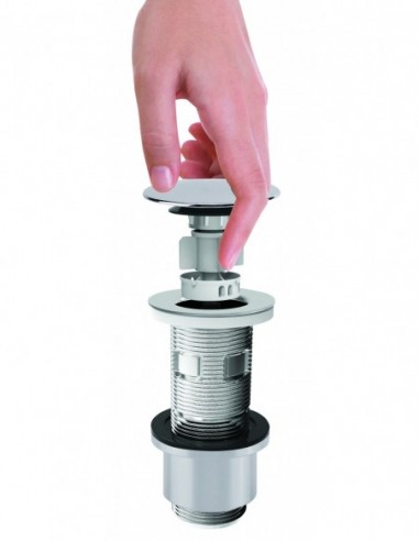 122900 000 00  Универсальный слив Cut & Click для умывальника, с фиксированным или фиксированным клапаном, переключаемый, h. 100 мм, хром Valentin Хром  - Вид №6