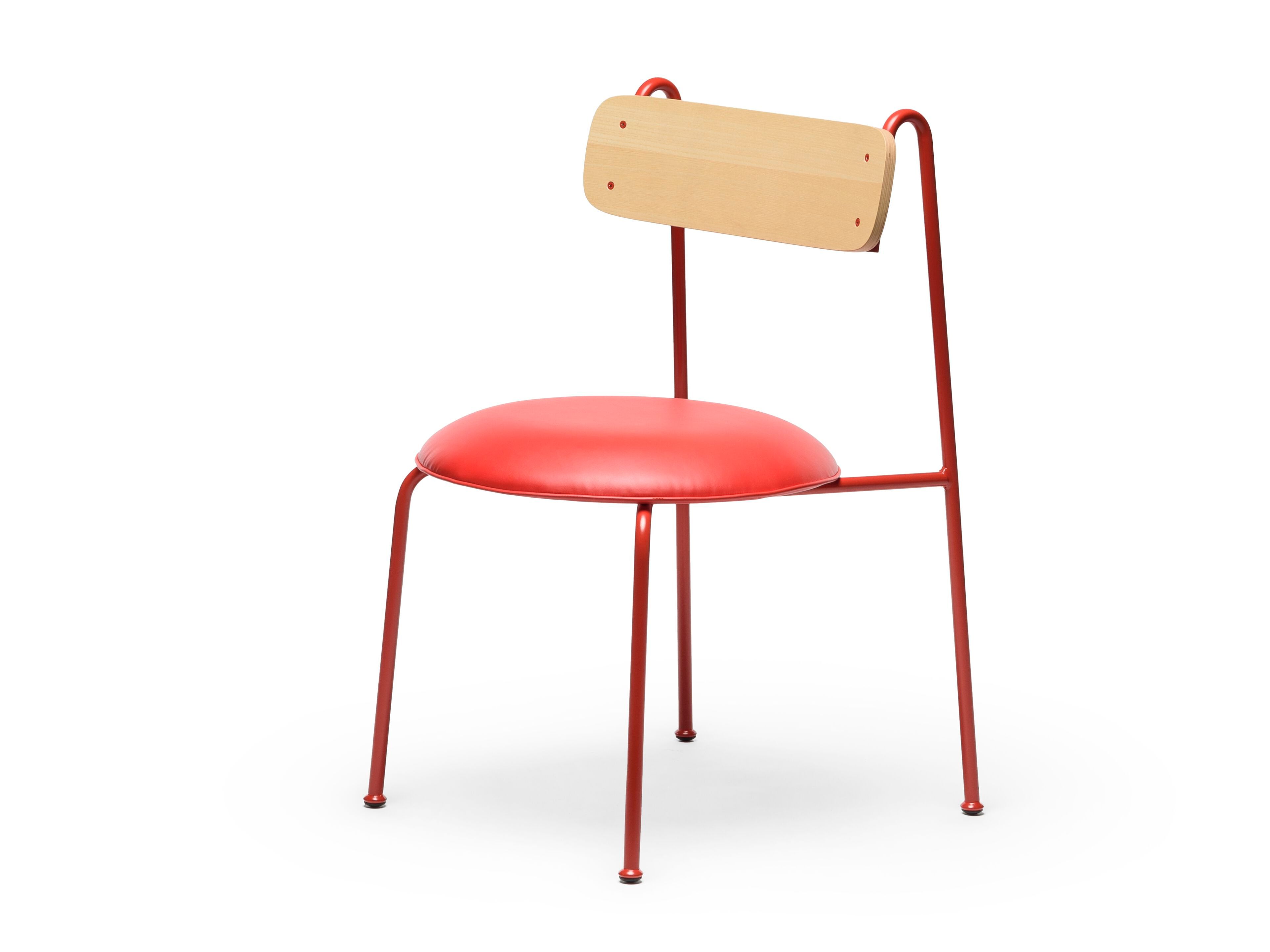 Окрашенный металлический стул со встроенной подушкой из искусственной кожи CHAIRS & MORE Lena ARCH-00091348