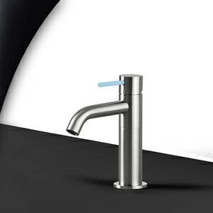 Смеситель для раковины сталь матовая с голубой ручкой Toki Radomonte TKS1SCIL17