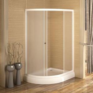 Душевой угол 120х90 (правое исполнение), стеклянные шторки (прозрачные) (1 дверца), поддон на раме-подставке с устройством слива, профиль белый