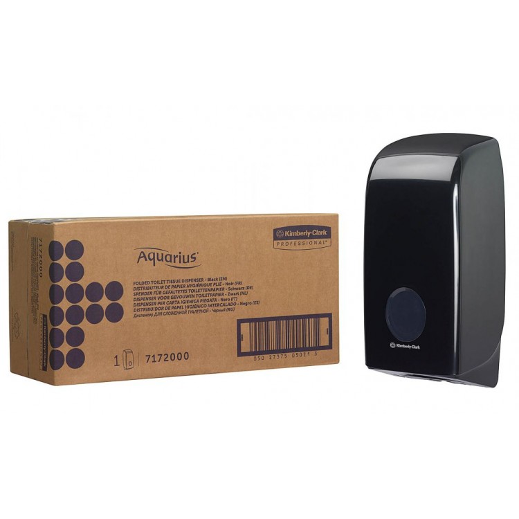 7172 Kimberly Clark Диспенсер для листовой туалетной бумаги из пластика чёрный Kimberly Clark Professional Aquarius 7172 черный  - Вид №2