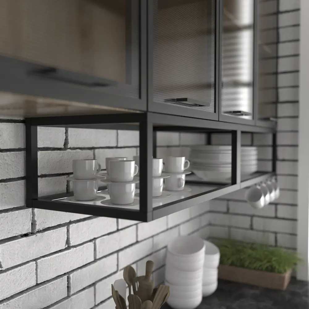 Полка-каркас для кухни 22х35х40 см, алюминий/стекло DELINIA STLM-2150604 - Вид №4