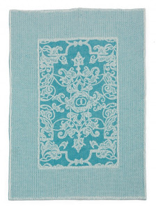 LEI_36_65 Полотенце кухонное 50/70 бирюзовый 50% лен 50% хлопок жаккард LEITNER