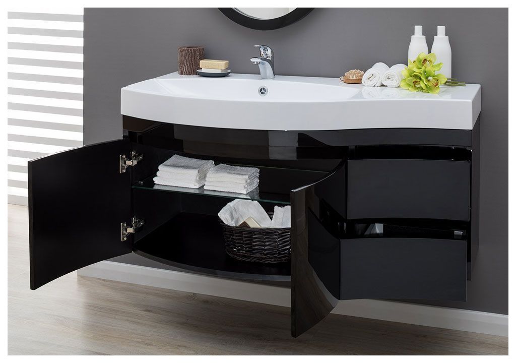 Тумба с раковиной Aquanet Опера 115 L черный (2 дверцы 2 ящика) 0016961200169398 - Вид №5