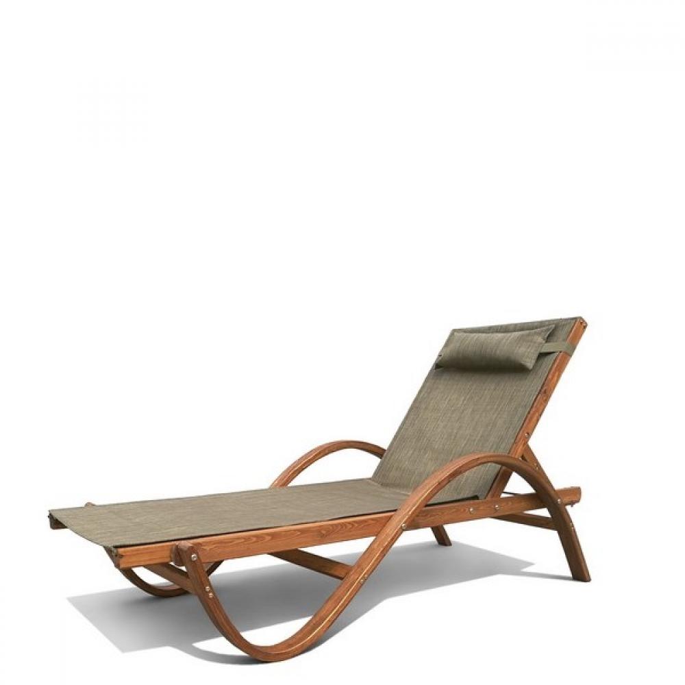 Шезлонг-лежак с подлокотниками в виде зигзага "Мальта" Olive AFINA  130447 Коричневый  - Вид №3