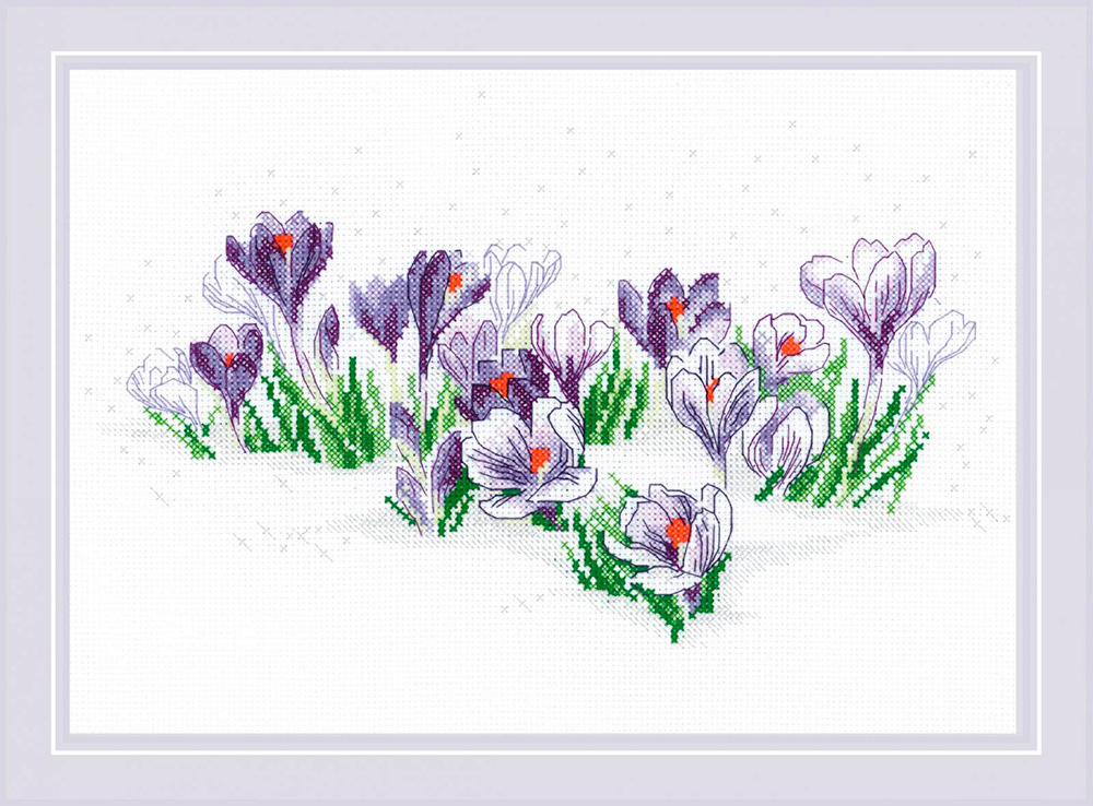 1855 Набор для вышивания Крокусы под снегом 30 х 21 см RIOLIS Сотвори Сама 