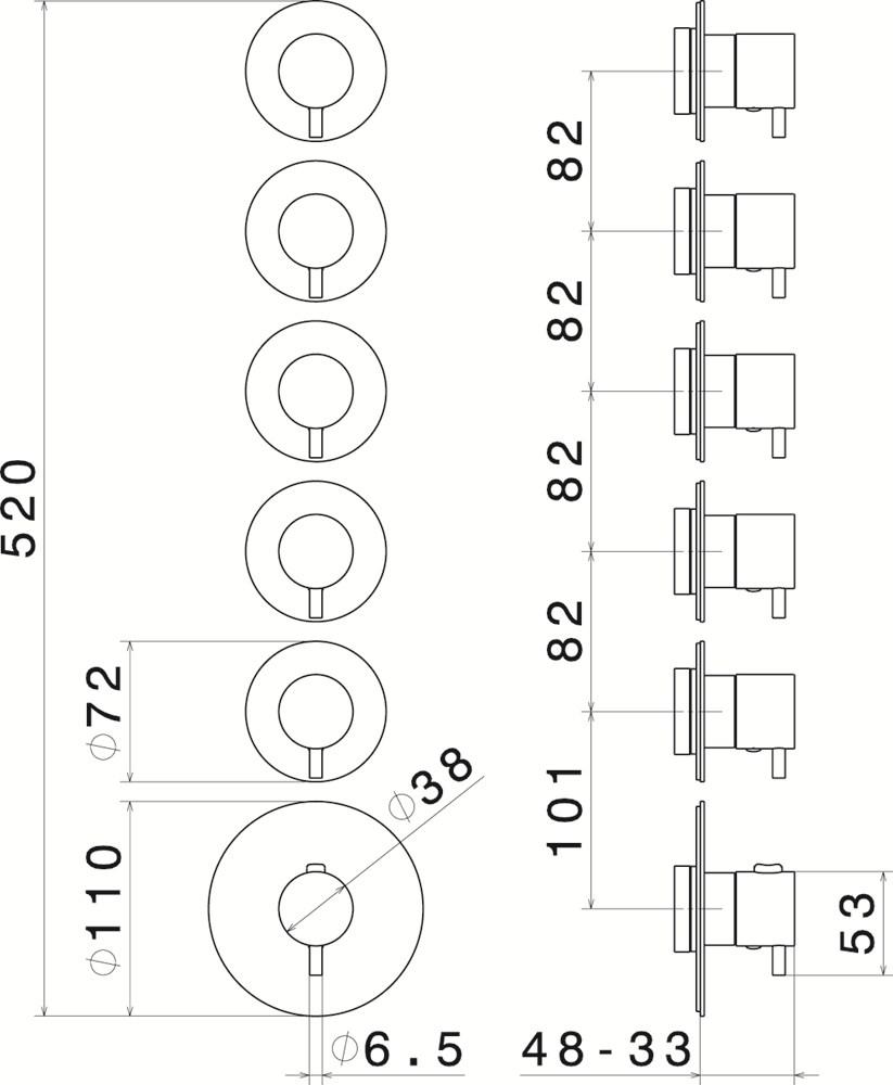 newform Термостатический смеситель для душа Termostatici multiutenza 5 uscite 67602e - Вид №1