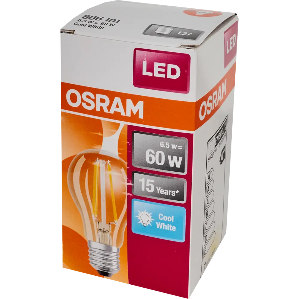 Лампа светодиодная Osram E27 220 В 7 Вт груша прозрачная 806 лм белый свет 82481266 STLM-2067584  - Вид №4