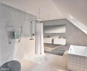 DSU900-900F Карниз для душевой занавески U-образный для крепления к потолку, 90 x 90 x 90 см PHOS