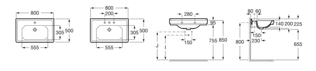 Прямоугольная фарфоровая раковина Roca Carmen ARCH-00117068 - Вид №4