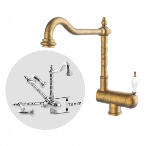 535199 BASIC/PREMIUM Складной ретро Носик 1866 Смеситель для раковины Старая Латунь GRB MIXERS